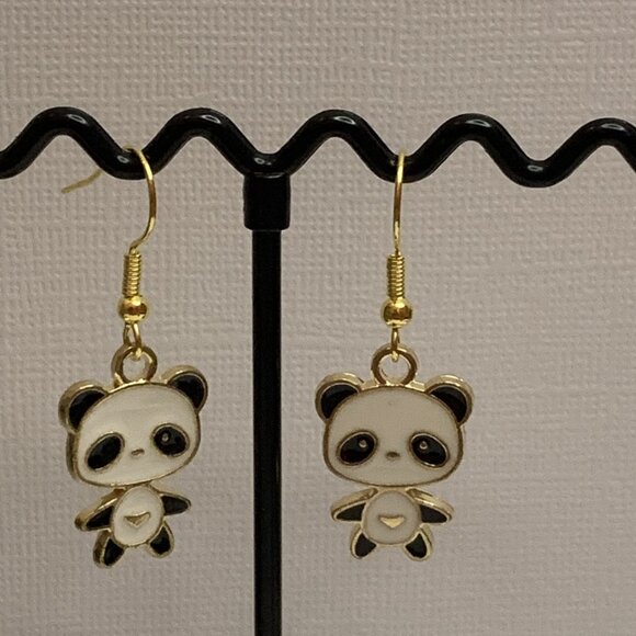 Panda Earring, Panda Bear Jewelry, Gift, Panda Jewelry, Silly Animal Earring - Picture 2 of 7